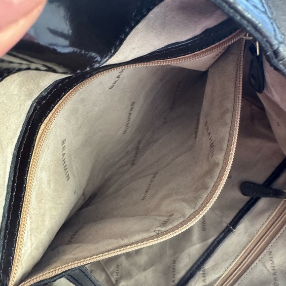 Brahmin Brown Suede Leather Hobo Shoulder Bag Gold Hardware - Picture 8 of 17